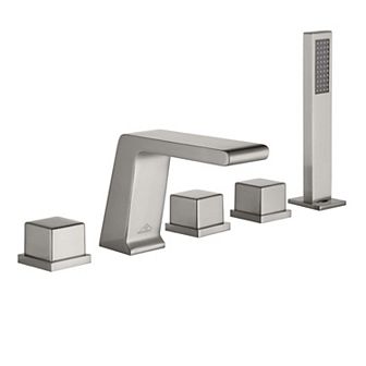 Roman Tub 5 Hole Waterfall Faucet Set With Handheld Shower Head