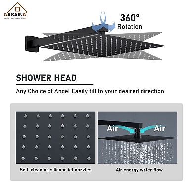 12" Wall Mounted Luxury Shower System Set With 6 Body Jets