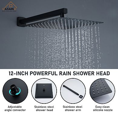 12" Wall Mounted Luxury Shower System Set With 6 Body Jets