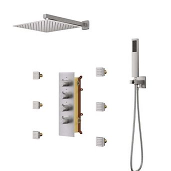 12" Wall Mounted Luxury Shower System Set with 6 Body Jets