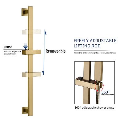 10" Ceiling Mount Shower System Set With Sliding Handheld Rod