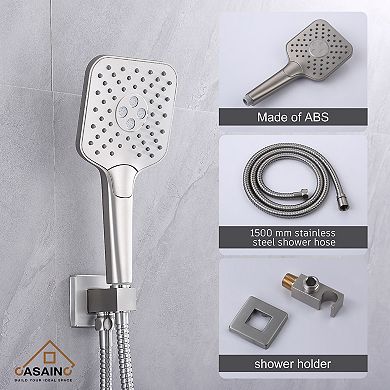 3-spray Patterns 9.8 In. Wall Mount Dual Shower Heads In Spot Resist