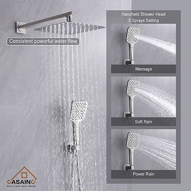 3-spray Patterns 9.8 In. Wall Mount Dual Shower Heads In Spot Resist