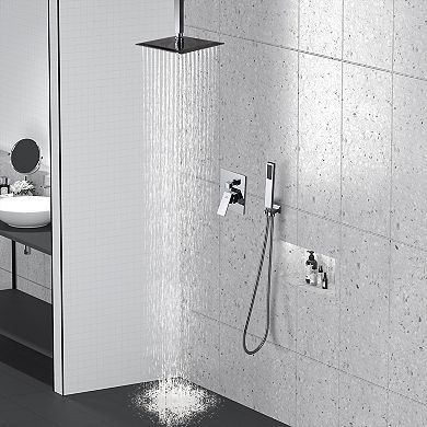 Casainc 10" Ceiling Mount Dual Rainfall Shower Head Shower System Kit