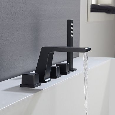 Casainc Roman 5 Hole Waterfall Faucet Set With Bathtub Handheld Shower Head