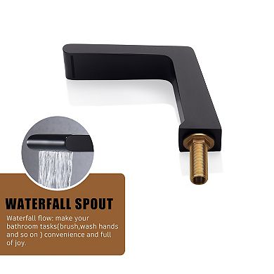 Roman 3 Hole Bathtub Sink Faucet Set Waterfall Spout Bathroom Sink Faucet