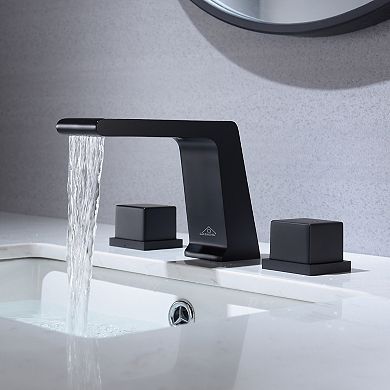 Roman 3 Hole Bathtub Sink Faucet Set Waterfall Spout Bathroom Sink Faucet