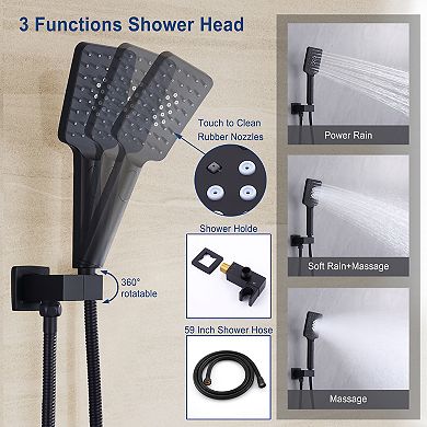 10-inch Square Top 2-function In-wall Shower System