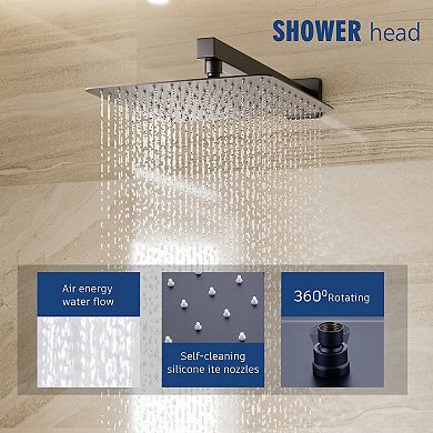 10-inch Square Top 2-function In-wall Shower System