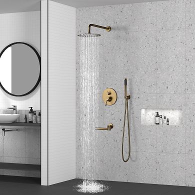 10-inch Round Top 3-function In-wall Shower System