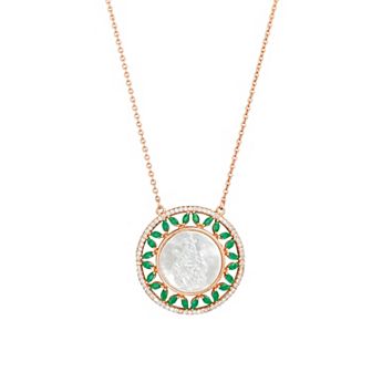 Athra NJ Inc 14k Rose Gold Over Sterling Silver Mother-Of-Pearl & Cubic Zirconia Necklace
