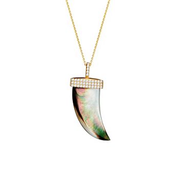 Athra NJ Inc Sterling Silver Mother-Of-Pearl & Cubic Zirconia Horn Necklace