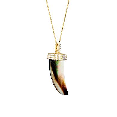 Athra NJ Inc Sterling Silver Mother-Of-Pearl & Cubic Zirconia Horn Necklace