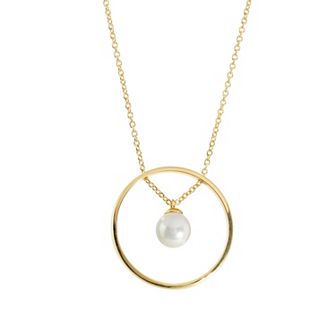 Athra NJ Inc 14k Gold Over Sterling Silver Open Circle Freshwater Cultured Pearl Necklace