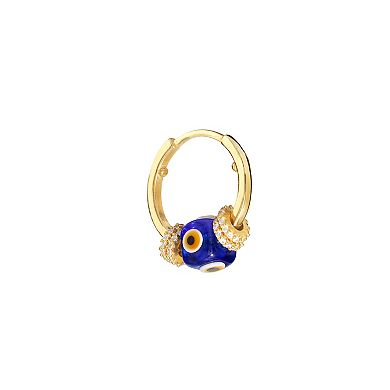 Athra NJ Inc 14k Gold Over Sterling Silver Cubic Zirconia Guardian Eye Hoop Earrings