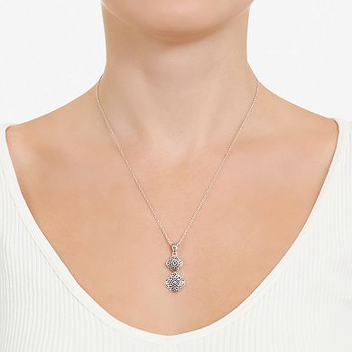 Athra NJ Inc Sterling Silver Oxidized Double Filigree Clover Pendant Necklace