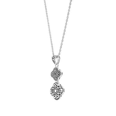 Athra NJ Inc Sterling Silver Oxidized Double Filigree Clover Pendant Necklace