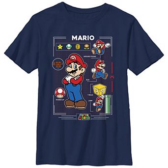 Boys 8-20 Super Mario Bros Mario Diagram Graphic Tee