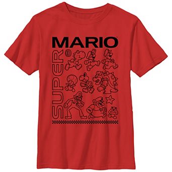 Boys 8-20 Super Mario Bros Group Drawings Graphic Tee