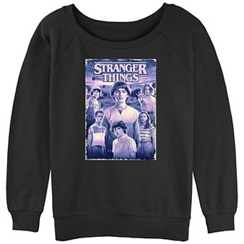 Juniors' Stranger Things Friends Poster Slouchy Terry Graphic Pullover