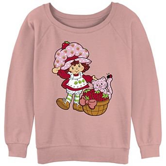 Juniors' Strawberry Shortcake And Custard Portrait Slouchy Terry Graphic Pullover