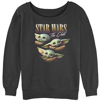 Juniors' The Mandalorian Star Wars The Child Slouchy Terry Graphic Pullover