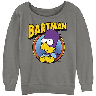 Juniors' The Simpsons Bartman Hero Shot Slouchy Terry Graphic Pullover