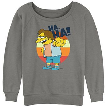 Juniors' The Simpsons Nelson Muntz Ha Ha Slouchy Terry Graphic Pullover