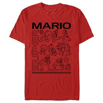 Men's Super Mario Bros Group Drawings Graphic Tee