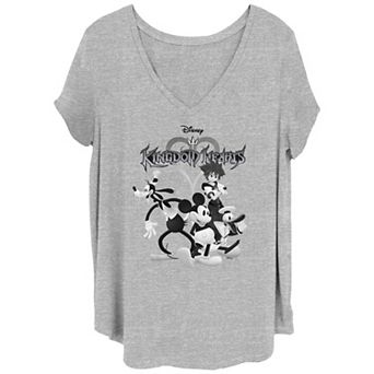 Juniors' Plus Size Kingdom Hearts Heroes Poster V-Neck Graphic Tee