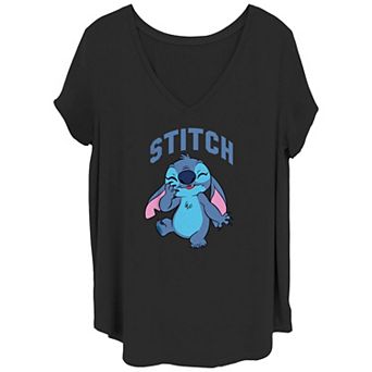 Disney's Lilo & Stitch Juniors' Plus Size Pretty Stitch V-Neck Graphic Tee
