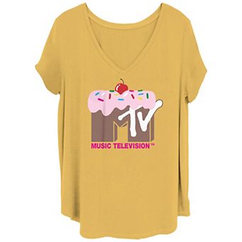 Juniors' Plus Size MTV Ice Cream Logo V-Neck Graphic Tee
