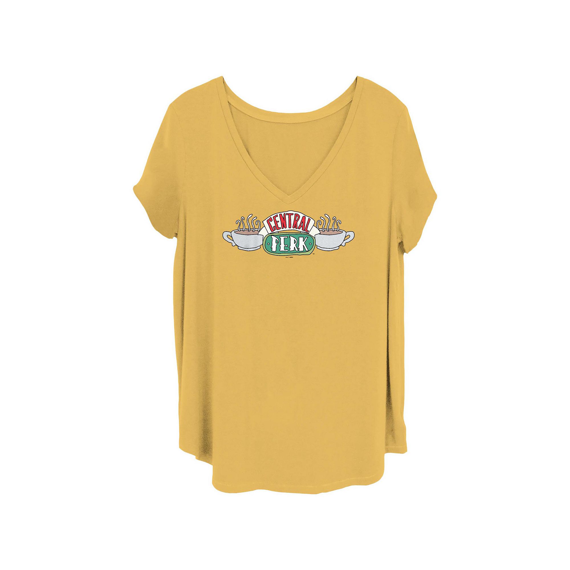 Juniors Plus Size Friends Central Perk Café Logo V-Neck Graphic Tee, Girl