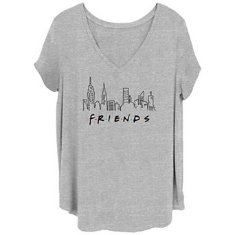 Juniors' Plus Size Friends New York City Lines V-Neck Graphic Tee