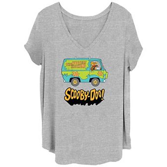 Juniors' Plus Size Scooby-Doo Mystery Machine Profile V-Neck Graphic Tee