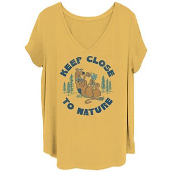 Juniors' Plus Size Scooby-Doo Keep Close To Nature V-Neck Graphic Tee