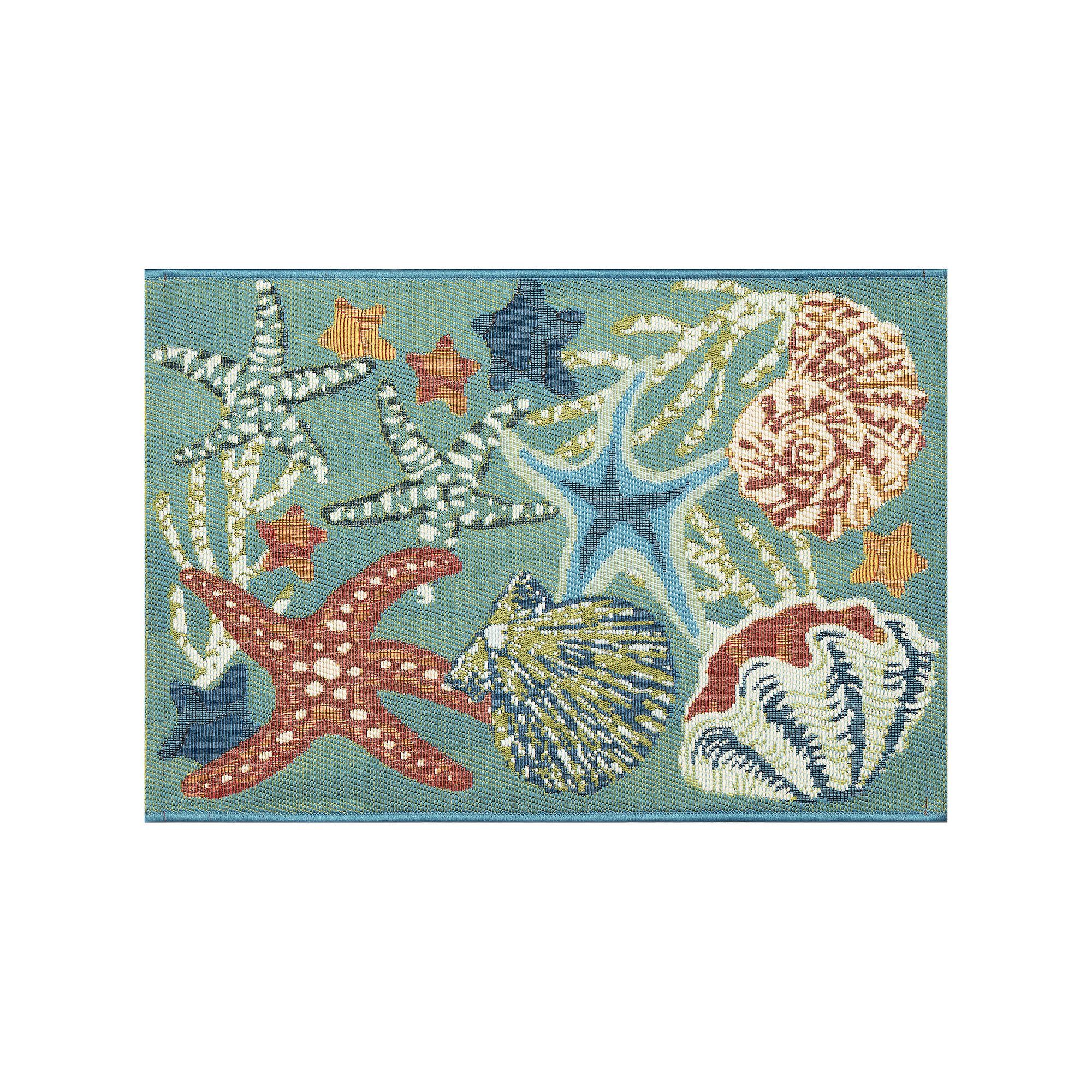 Liora Manne Esencia Starfish Song Indoor Outdoor Mat, Blue