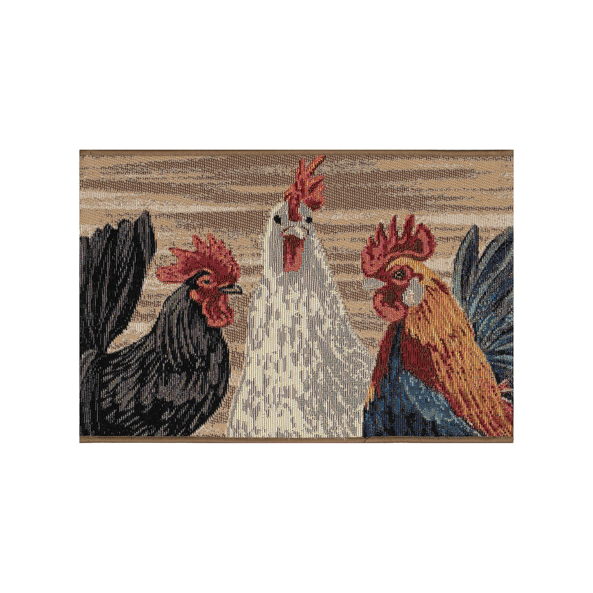 Liora Manne Esencia Three Roosters Indoor Outdoor Mat, Natural