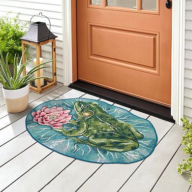 Liora Manne Esencia Frog And Lotus Indoor/Outdoor Mat