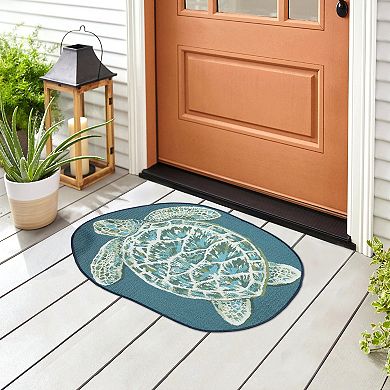 Liora Manne Esencia Sea Turtle-Shaped Indoor Outdoor Mat