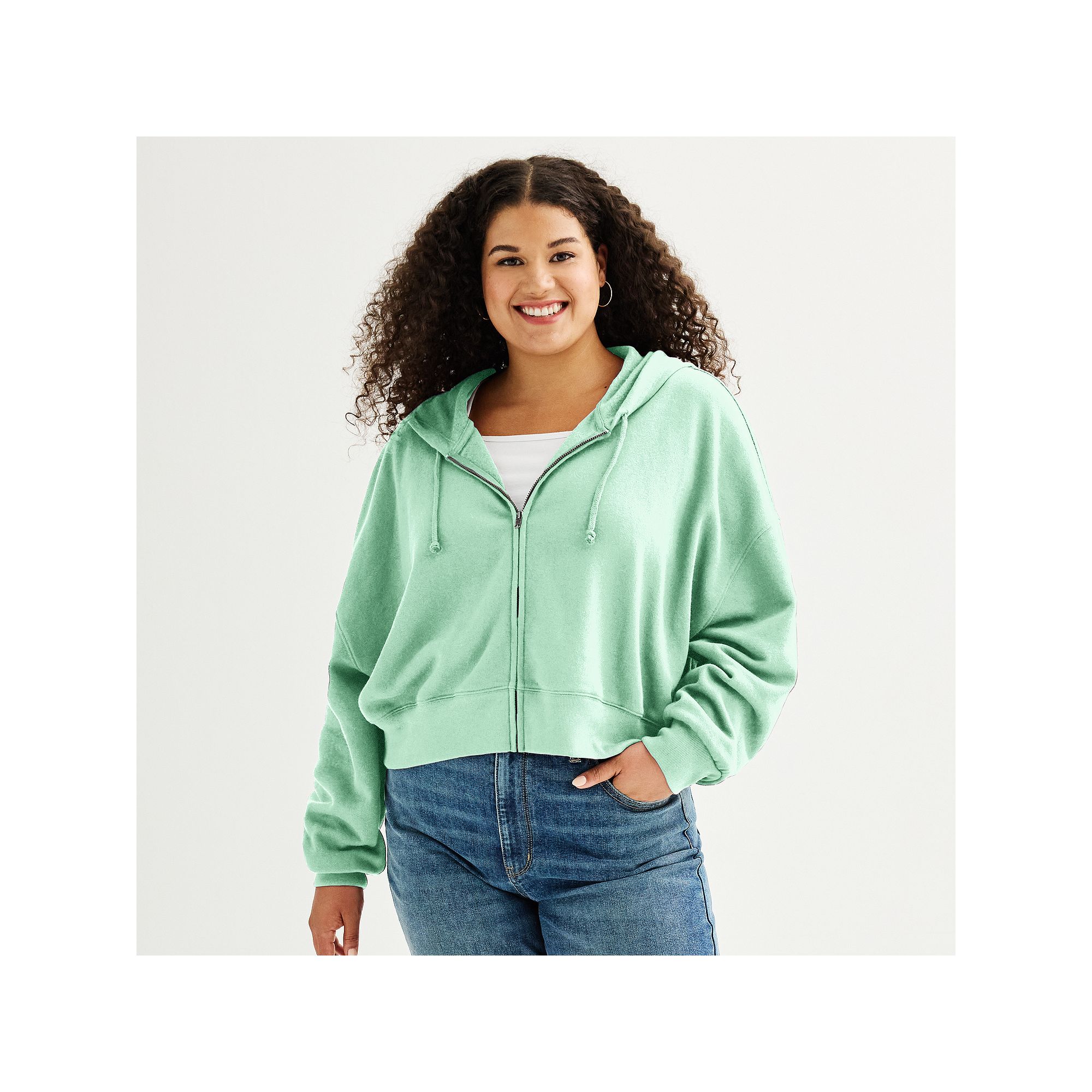 Juniors Plus Size SO® Core Hoodie, Girls, Size: 1XL, Faded Green