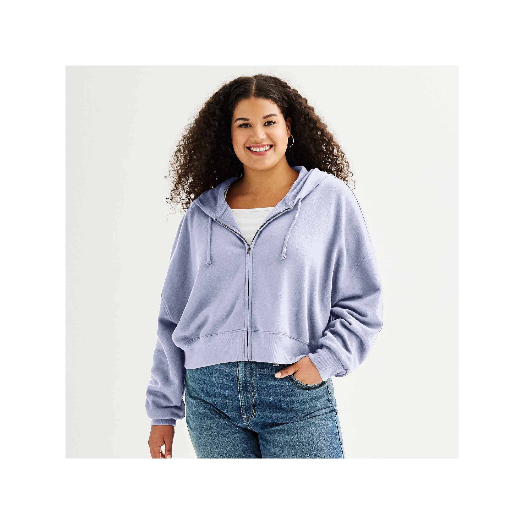 Juniors Plus Size SO® Core Hoodie, Girls, Size: 2XL, Purple Embroidery