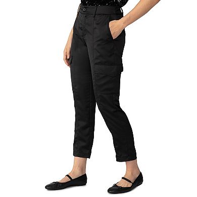 Women's Modern Supply by Sanctuary Uptown Mid-Rise Satin Cargo Pants