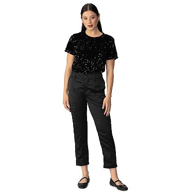 Women's Modern Supply by Sanctuary Uptown Mid-Rise Satin Cargo Pants