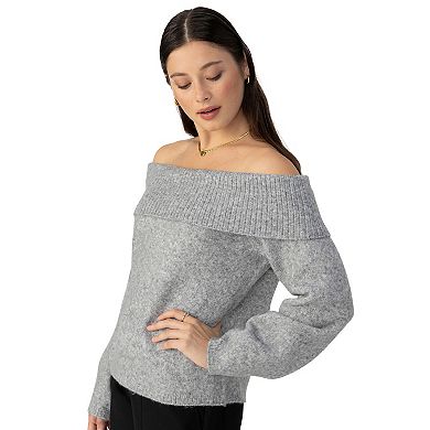 Women's Modern Supply by Sanctuary Foldover Off-Shoulder Long Sleeve Sweater