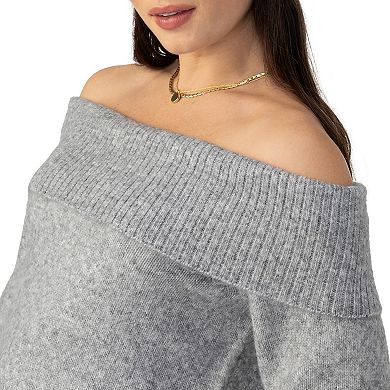 Women's Modern Supply by Sanctuary Foldover Off-Shoulder Long Sleeve Sweater