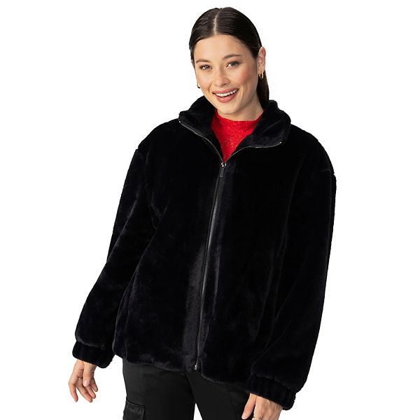 ★SCULPTOR★ Faux Fur ZipUp Jacket Black SC24A127BK Women's Modern Supply by Sanctuary Faux Fur Zip Up Jacket