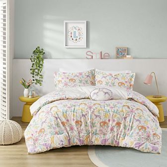 Intelligent Design Thea Floral Reversible Cotton Comforter Set with Throw Pillow
