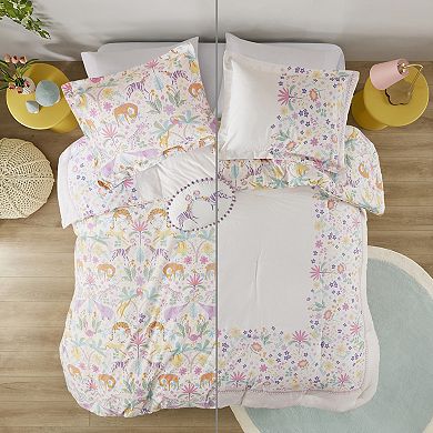 Intelligent Design Thea Floral Reversible Cotton Comforter Set with Throw Pillow