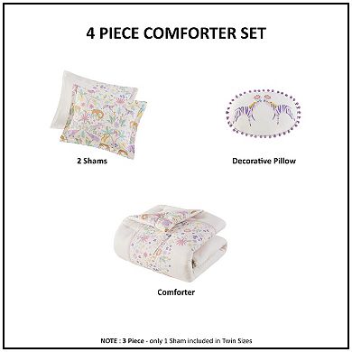 Intelligent Design Thea Floral Reversible Cotton Comforter Set with Throw Pillow